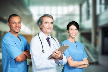 Team of doctor teamwork working at a hospital.