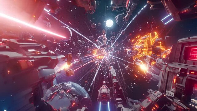 Futuristic Space Battle Scene