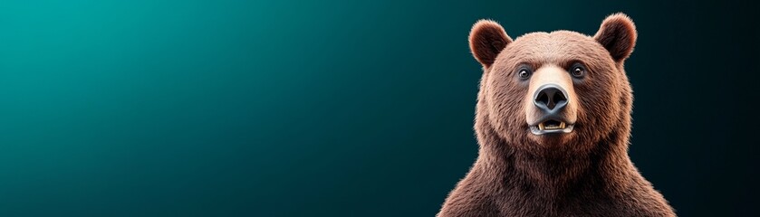 Fototapeta premium A majestic bear with a strong presence, showcasing its features against a vibrant, gradient background, perfect for wildlife themes.