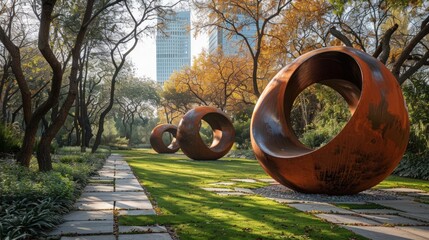 Modern Sculpture in a City Park