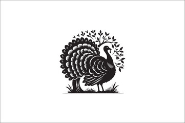 Turkey bird Silhouette. Wild turkey silhouette with white background.
Turkey Animal black and white on a White Background. Turkey icons Vector.