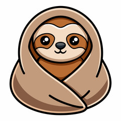  A sleepy sloth wrapped in a cozy blanket