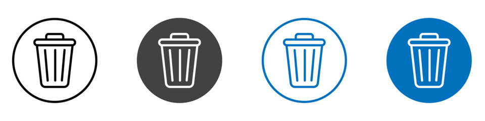 Dust bin icon Flat symbol set outline