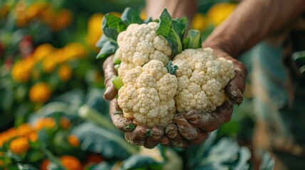 Fototapeta premium Cauliflower Harvest - Freshly Picked Produce
