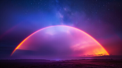 Vibrant Rainbow Lightning in the Night Sky with Copy Space