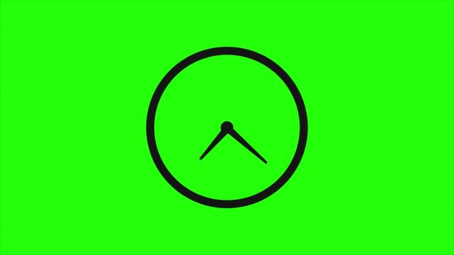 animation of the clock face at twelve o'clock  green screen, Simple Clock Animation green screen,
3D rendered last 1 minute of 12 o'clock wall analog clock animation, clock rotating chroma key.