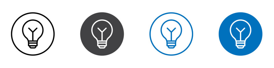 Light bulb icon Symbol collection thin outline set