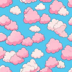 Fototapeta premium seamless pattern of sugary cotton candy clouds