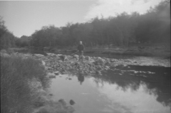 Man and his dog near the Avon River