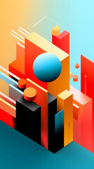 Digital technology color geometric shape abstract pattern poster background