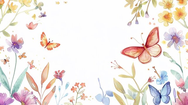 Fairy  themed borders and frames,Clipart, watercolor illustration, Perfect for nursery art The style is hand  drawn, white background