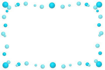 丸く青い水玉が飛び散る長方形のフレーム