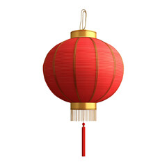 Obraz premium Chinese New Year red lantern, in the style of a cartoon, on a white background, 