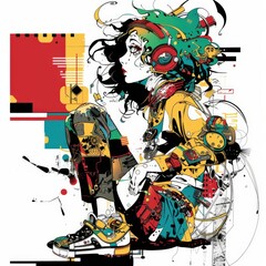 Abstract Digital Artwork Featuring a Female Figure With Mechanical Elements
