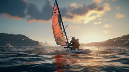 Naklejka premium kite surfing in the sea