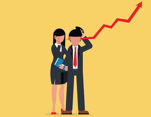 Fototapeta premium Whispering in ear, share information and news. Woman whispers business secrets in business man ear.
