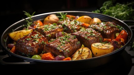A close up of a tasty dish that looks mouthwatering, served in a cast iron skillet.
