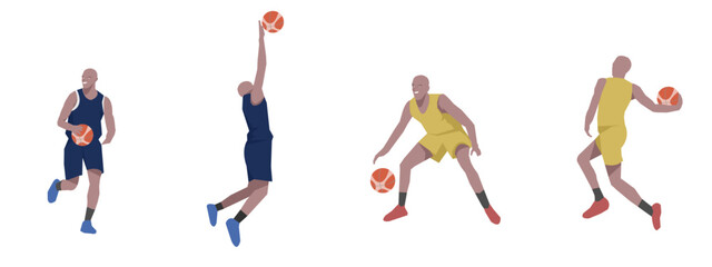 Basketball Set Collection Flat cartoon on isolated white background