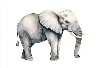 Fototapeta premium Detailed Watercolor Illustration of a Majestic Elephant in Soft Gray Tones