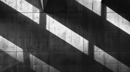 Fototapeta premium Geometric light patterns casting shadows on a concrete wall