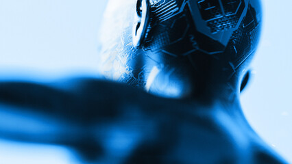 3D Illustration of Humanoid Robot Body in Move