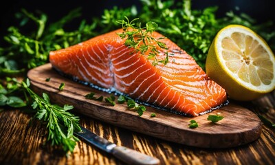 salmon steak with herbs