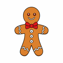 gingerbread man isolated on white, gingerbread person vector illustration, Christmas gingerbread vector art, christmas gingerbread man with house silhouette, ingerbread vector icon, eps