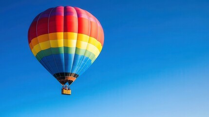 Naklejka premium A colorful hot air balloon soaring against a clear blue sky