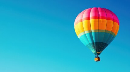 Obraz premium Colorful Hot Air Balloon Soaring Against a Blue Sky