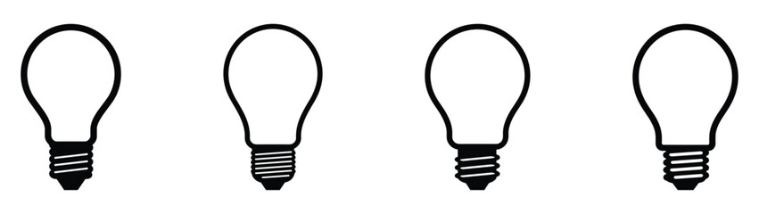 Bulb lamp icons set. Editable stroke.