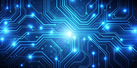 Obraz premium A blue digital background with interconnected circuit patterns , technology, data, network, connection