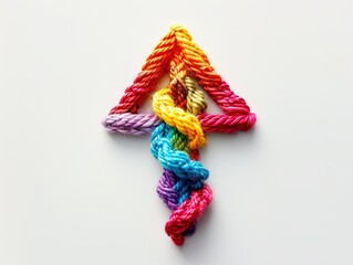 Colorful Yarn Arrow Representing Growth and Progress in the Creative Industry. Vibrant and Creative Concept of Development, Innovation, and Forward Movement in a Bright and Artistic Way. 
