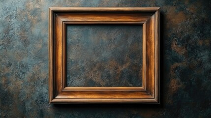 Classic Wooden Picture Frame Mockup on Dark Background for Art Display or Photography.