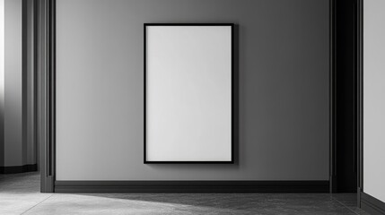 Modern Empty Picture Frame Mockup on Monochrome Wall for Stylish Display