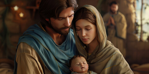  representation of the Holy Family . AI generative. © Dar1930