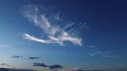 Clouds, blue sky, evening, sunset