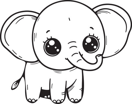 recommend clip art: A cute elephant line art design.