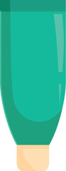 Green cosmetic tube is standing on a white background