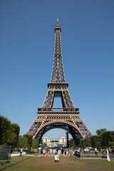 Fototapeta premium The landmark building of the Eiffel Tower at the Paris Olympics in France