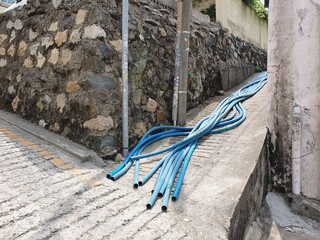 한국의 부산 골목길 풍경