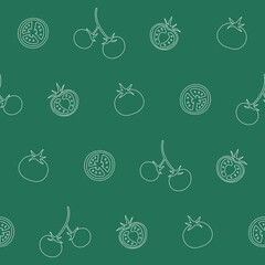Outline Collection of Tomato Vector Seamless Pattern illustration for Print, Wallpaper, Decoration.