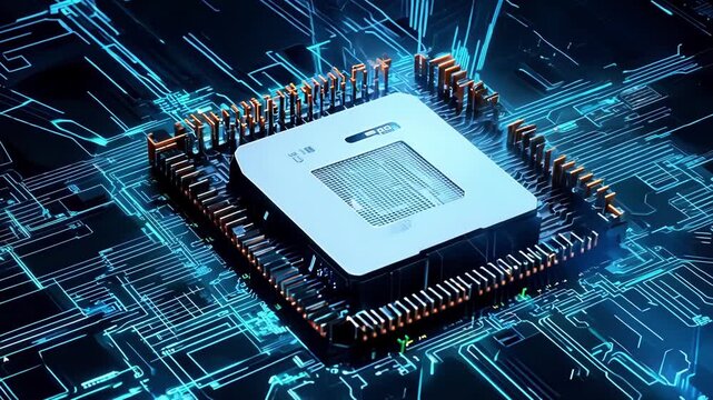 A detailed examination of the latest computer chip technology, showcasing intricate designs and innovative circuitry in a modern lab environment.