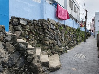 한국의 부산 골목길 풍경