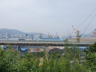 한국의 부산 골목길 풍경