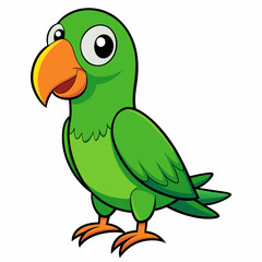 green parrot on a branch isolated on white, green parrot vector illustration, bird vector art, green parrot silhouette, cartoon parrot vector icon, eps