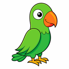 green parrot on a branch isolated on white, green parrot vector illustration, bird vector art, green parrot silhouette, cartoon parrot vector icon, eps