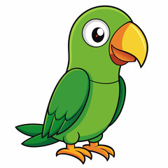 green parrot on a branch isolated on white, green parrot vector illustration, bird vector art, green parrot silhouette, cartoon parrot vector icon, eps