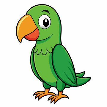 green parrot on a branch isolated on white, green parrot vector illustration, bird vector art, green parrot silhouette, cartoon parrot vector icon, eps