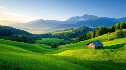 Serene Mountain Retreat: Cabin in Lush Green Valley