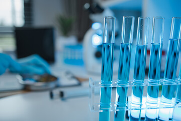 working atmosphere in the laboratory, chemistry and science specialist working in a lab with various experimental equipment and substances, experimental professional working in the lab